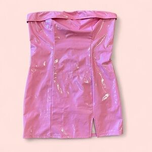SHEIN Glossy Pink Strapless Dress